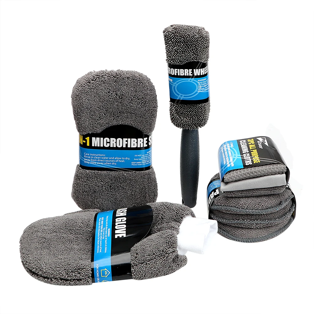 9Pcs Car Wash Cleaning Kit Microfiber Include 3* Microfiber Towels, 3* Applicator Pads, Wash Sponge, Wash Glove, Wheel Brush
9Pcs Car Wash Cleaning Kit Microfiber Include 3* Microfiber Towels, 3* Applicator Pads, Wash Sponge, Wash Glove, Wheel Brush