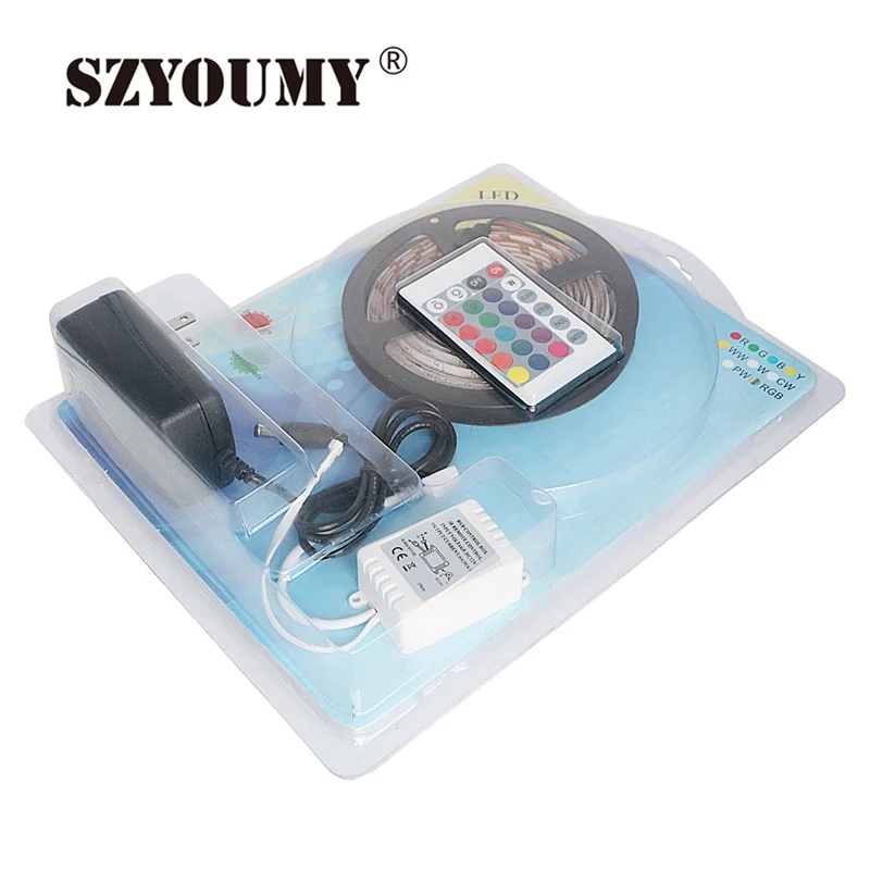 SZYOUMY Waterproof IP65 RGB LED Strip 2835 SMD DC12V LED Light 5M 300leds With 24Key IR Remote 2A Power Supply Christmas Lamps
SZYOUMY Waterproof IP65 RGB LED Strip 2835 SMD DC12V LED Light 5M 300leds With 24Key IR Remote 2A Power Supply Christmas Lamps