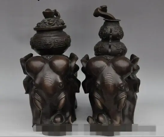 Free shipping S00227 14"China Bronze Wealth money treasure bowl Gourd Auspicious Elephant Statue Pair
Free shipping S00227 14"China Bronze Wealth money treasure bowl Gourd Auspicious Elephant Statue Pair