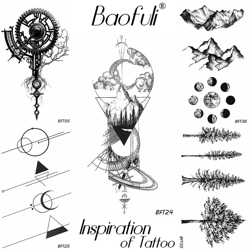 BAOFULI Men Geometry Round Triangle Star Orbit Temporary Tattoo Sticker Crescent Clound Hill Tree Tattoo Black Body Art Tatoos
BAOFULI Men Geometry Round Triangle Star Orbit Temporary Tattoo Sticker Crescent Clound Hill Tree Tattoo Black Body Art Tatoos