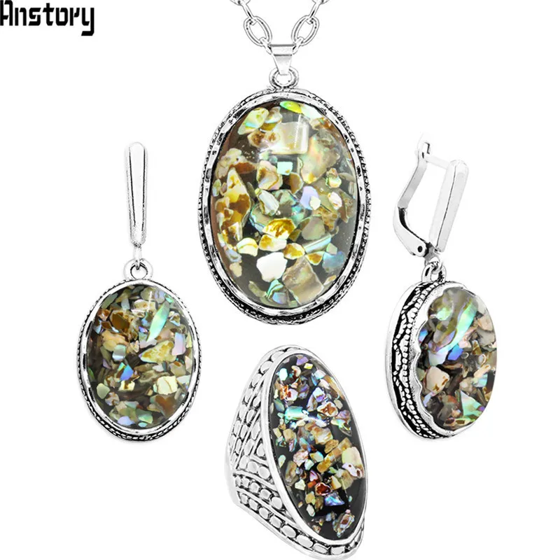 Oval Shell Jewelry Set Necklace Earrings Rings For Women Flower Pendant Antique Silver Plated Stainless Steel Chain Gift TS353
Oval Shell Jewelry Set Necklace Earrings Rings For Women Flower Pendant Antique Silver Plated Stainless Steel Chain Gift TS353
