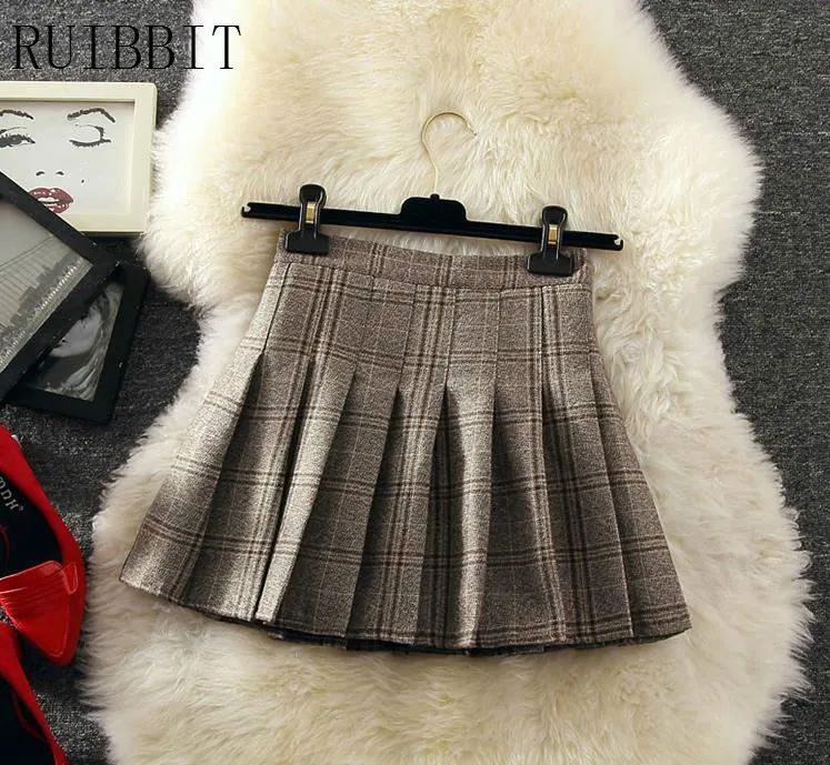 Женская короткая юбка в клетку серая складку стиле панк для девочек Осень-зима 2019