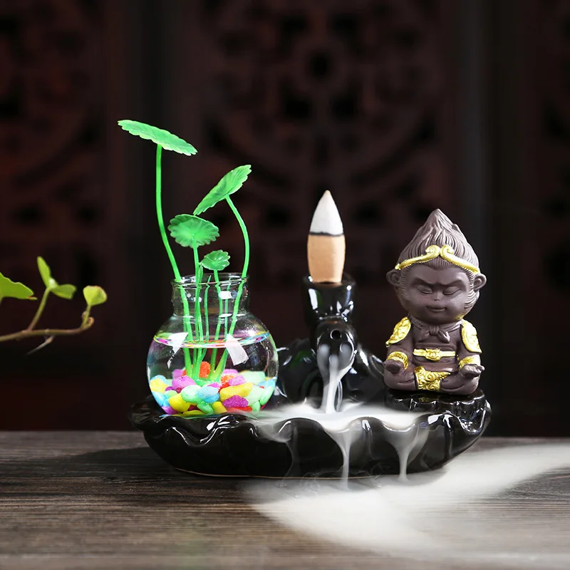 Censer Creative Home Decor Small Buddha Incense Holder Backflow Burner + 20Pc Cones | Дом и сад