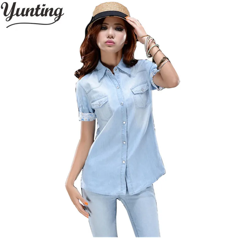 Free shipping short sleeve fashion denim blouse women shirt 2021 summer S M L quality promised
Free shipping short sleeve fashion denim blouse women shirt 2021 summer S M L quality promised