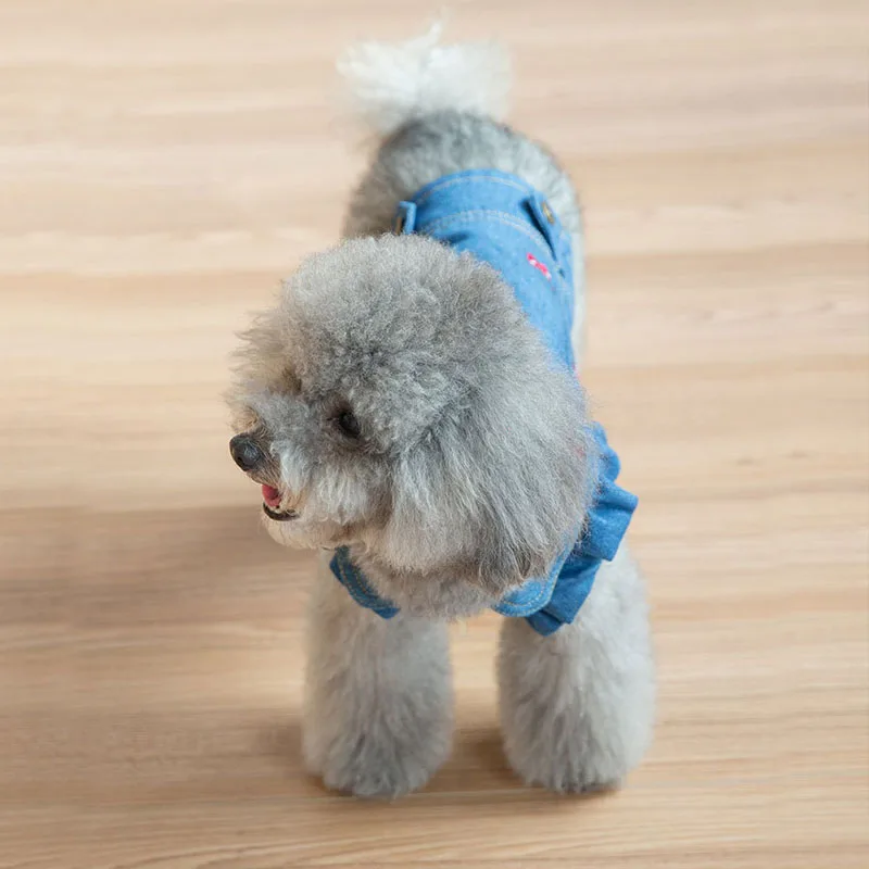 Джинсовая одежда для домашних животных с вышитыми вишнями джинсы собак и щенков