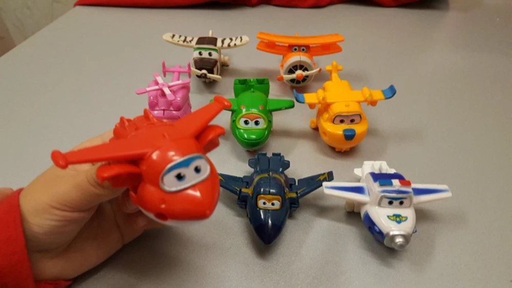 8 шт./лот Super Wings мини самолет робот игрушка для детей фигурки супер крыло
