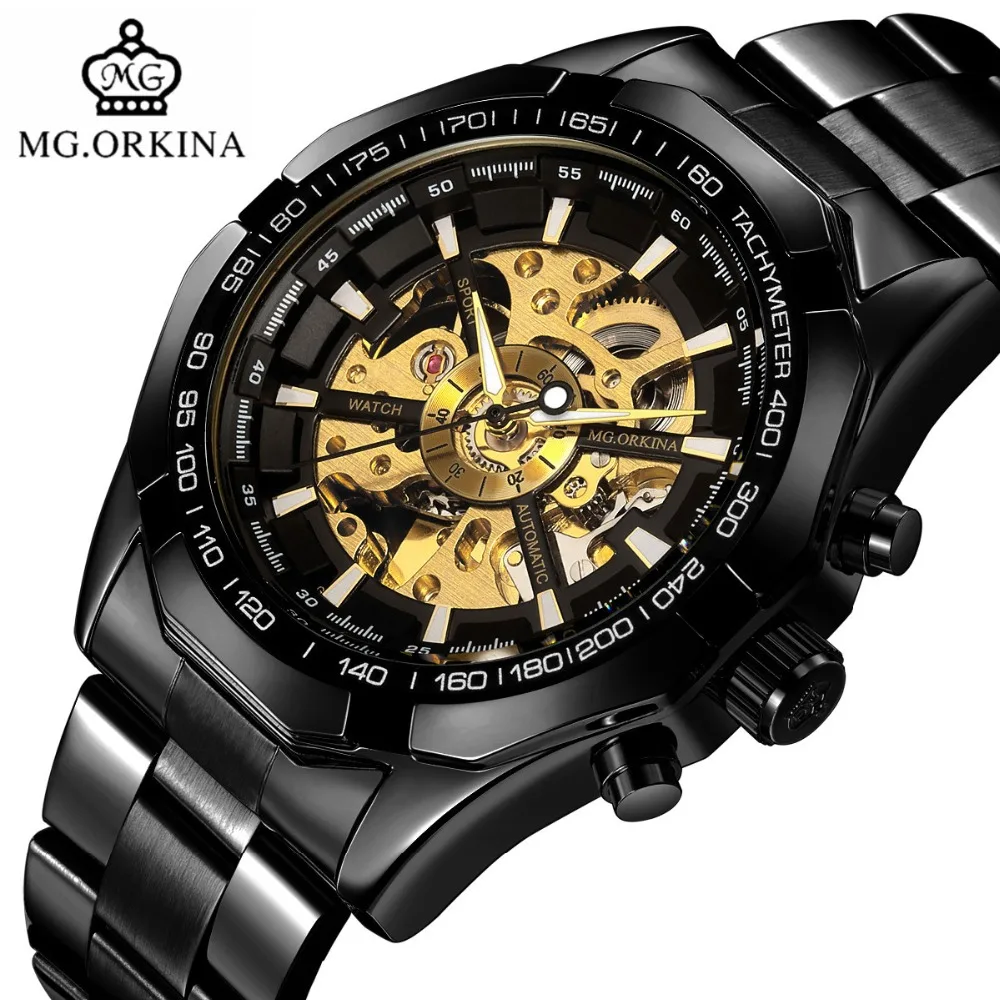 2018 Gold Skeleton Mechanical Watches Automatic Watch Men Black Stainless Steel Transparent Luminous Mens Wristwatches Clock
2018 Gold Skeleton Mechanical Watches Automatic Watch Men Black Stainless Steel Transparent Luminous Mens Wristwatches Clock