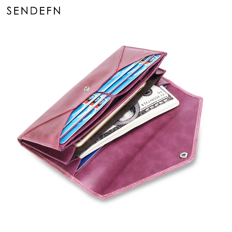 Genuine Leather Women Wallets Lady Long Purse SENDEFN Vintage Woman Cowhide Wallet Ladies Purses For Money/Coin/Phone/Clips
Genuine Leather Women Wallets Lady Long Purse SENDEFN Vintage Woman Cowhide Wallet Ladies Purses For Money/Coin/Phone/Clips