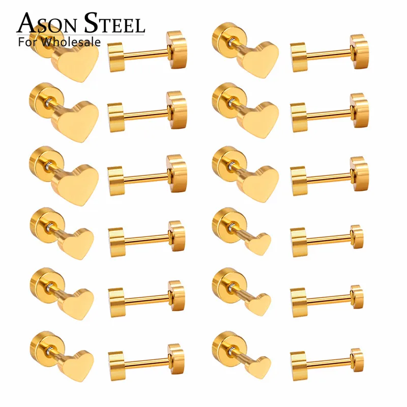 ASONSTEEL Minimalist Earrings Gold/Silver Color Smooth Heart Screw Stud Earrings Stainless Steel Wedding Jewelry Lover's Gift
ASONSTEEL Minimalist Earrings Gold/Silver Color Smooth Heart Screw Stud Earrings Stainless Steel Wedding Jewelry Lover's Gift