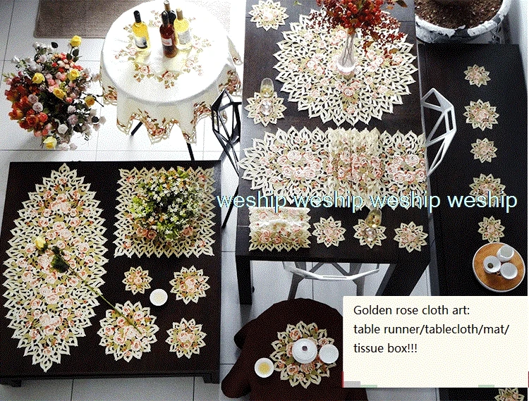 Special offer Golden rose High-end luxury embroidery cloth art The table cloth Table flag Table mat Dust cover towel
Special offer Golden rose High-end luxury embroidery cloth art The table cloth Table flag Table mat Dust cover towel