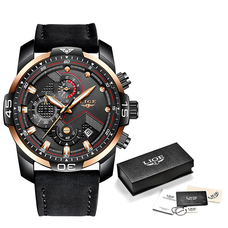 LIGE Mens Watches Top Brand Luxury Military Sport Watch Men Leather Waterproof Wristwatch Analog Quartz Clock Relogio Masculino
LIGE Mens Watches Top Brand Luxury Military Sport Watch Men Leather Waterproof Wristwatch Analog Quartz Clock Relogio Masculino