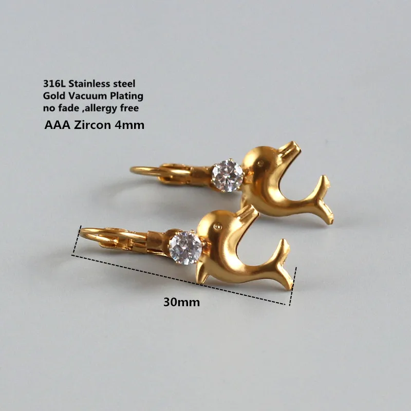 Gold-color Plated Titanium 316L Stainless Steel Dolphins Animals Earrings For Men Women No Fade Allergy Free
Gold-color Plated Titanium 316L Stainless Steel Dolphins Animals Earrings For Men Women No Fade Allergy Free