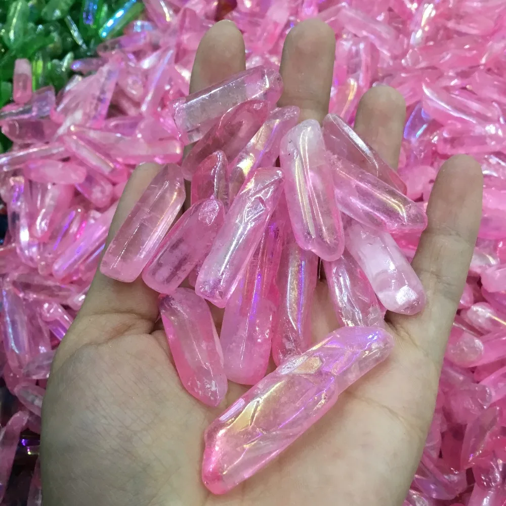 200g Natural polished colorful aura quartz crystal point titanium coating crystal for home decoration
200g Natural polished colorful aura quartz crystal point titanium coating crystal for home decoration