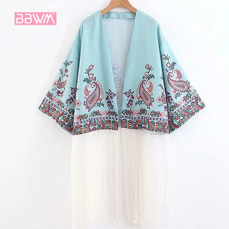 2018 Summer Women's Women's Tassels Embroidered Kimono Outerwear Seaside resort
2018 Summer Women's Women's Tassels Embroidered Kimono Outerwear Seaside resort