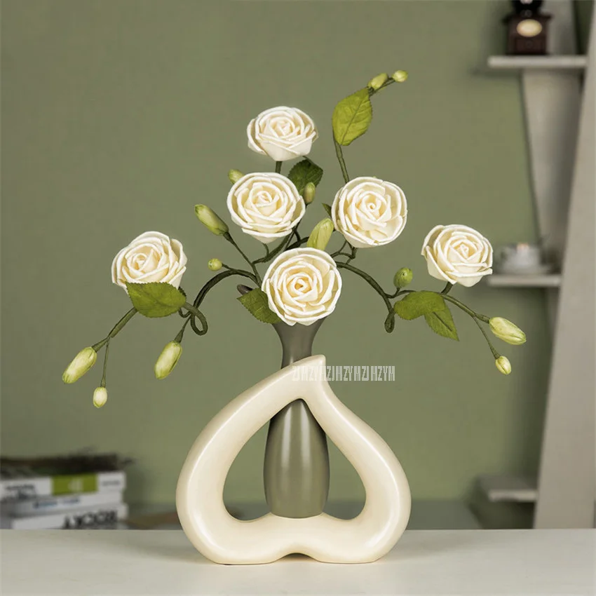 Modern Nordic Simple Ceramic Vase Ornament Dried Rose Flower Living Room Coffee Table TV Cabinet Home Furnish Decoration Y-3/314
Modern Nordic Simple Ceramic Vase Ornament Dried Rose Flower Living Room Coffee Table TV Cabinet Home Furnish Decoration Y-3/314