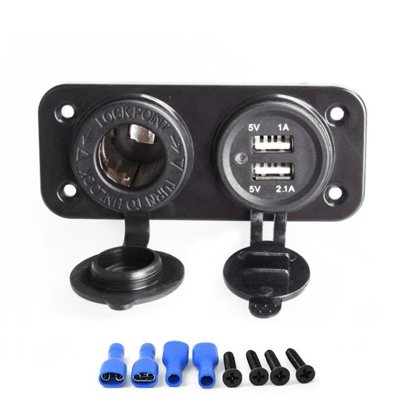 12-24V Dual USB Автомобильное зарядное устройство адаптер питания 2.1A панель для