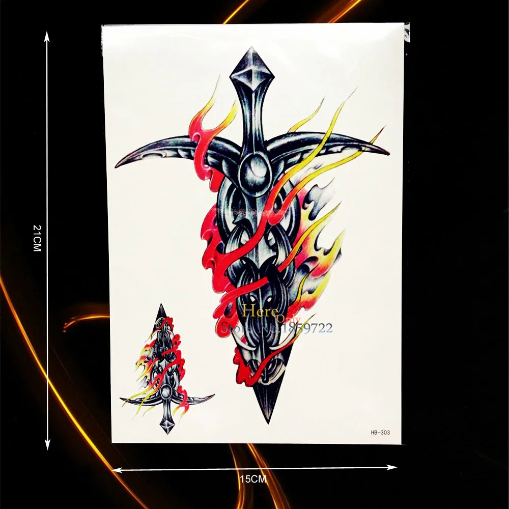 Фото 1 шт. большие металлические огненный меч Дизайн рукав Татуировка Средства ухода