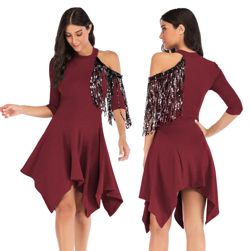 2019 hot spring and summer Europe and America woman's clothing bare shoulder round neck irregular fashion high waist women dress
2019 hot spring and summer Europe and America woman's clothing bare shoulder round neck irregular fashion high waist women dress
