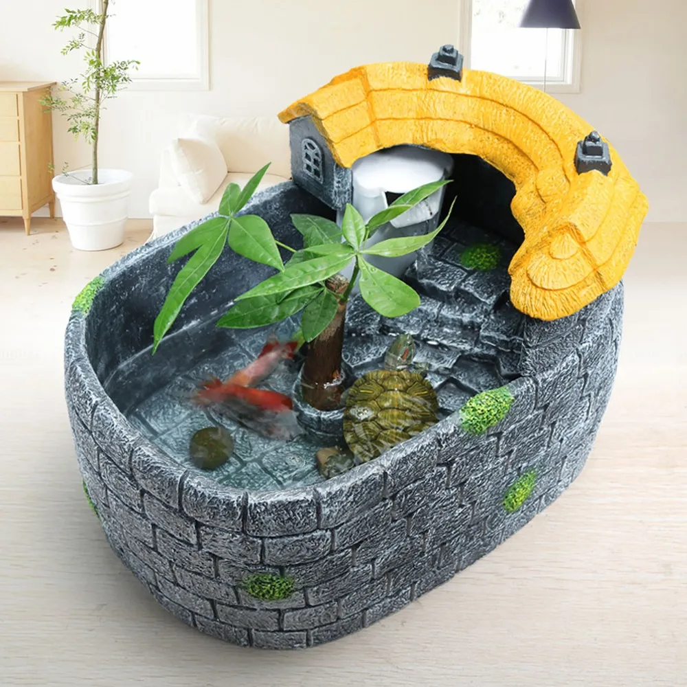 Creative Small Fish Tank Mini Landscaping Turtle Tank Villa Ecological Fish Turtle Mixed Tank Turtle Tank with Drying Platform
Creative Small Fish Tank Mini Landscaping Turtle Tank Villa Ecological Fish Turtle Mixed Tank Turtle Tank with Drying Platform