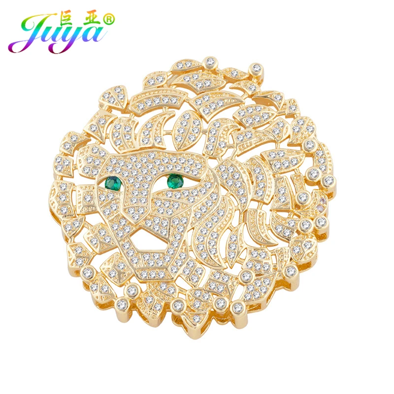 

Micro Pave Zircon Animal Lion Head Charm Connector Accessories For Women Handmade Pearls Natural Stones Beadwork Jewelry Making