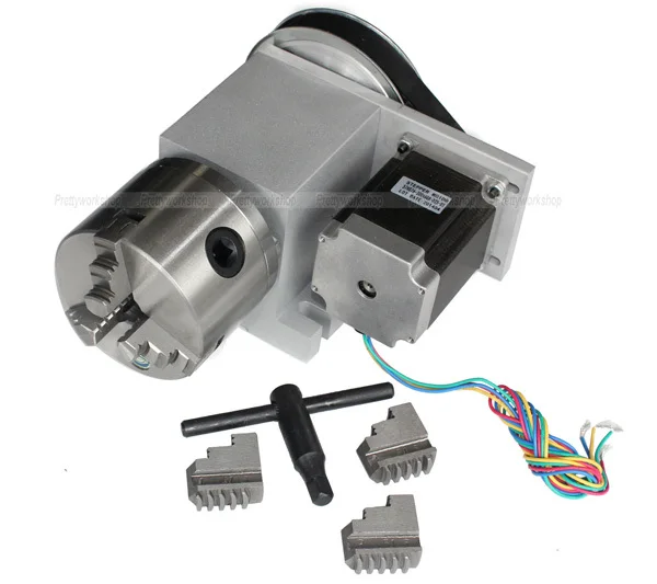 80mm 3-jaw Chuck Nema23 Stepper Motor Kit for CNC Router 4th Rotation Axis Lathe Machine | Инструменты