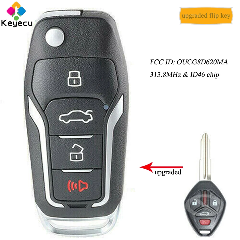 KEYECU Replacement Upgraded Flip Remote Key With 4B 313.8MHz ID46 Chip for Mitsubishi Eclipse Galant 2007-2012 FCC: OUCG8D620M
KEYECU Replacement Upgraded Flip Remote Key With 4B 313.8MHz ID46 Chip for Mitsubishi Eclipse Galant 2007-2012 FCC: OUCG8D620M