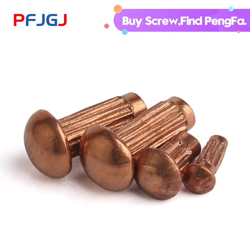 Peng Fa M2 M2.5 M3 M4 solid Semicircular head Copper Sign Knurled rivet Cu rivets nameplate GB827
Peng Fa M2 M2.5 M3 M4 solid Semicircular head Copper Sign Knurled rivet Cu rivets nameplate GB827