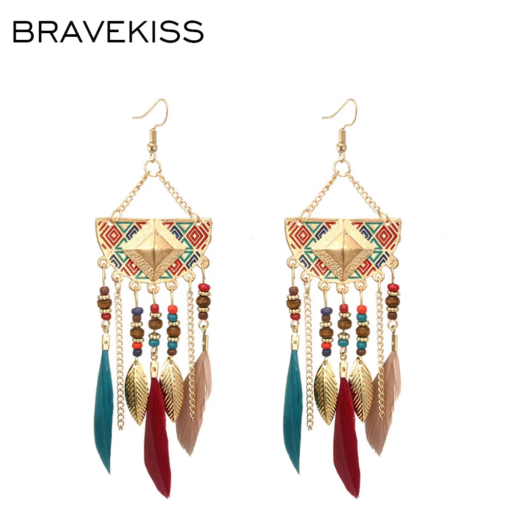 BRAVEKISS Bohemia Sector Earrings Beads Feather Tassel Drop Earrings Trendy Jewelry for Woman Holiday/Shopping Gifts BPE1241
BRAVEKISS Bohemia Sector Earrings Beads Feather Tassel Drop Earrings Trendy Jewelry for Woman Holiday/Shopping Gifts BPE1241