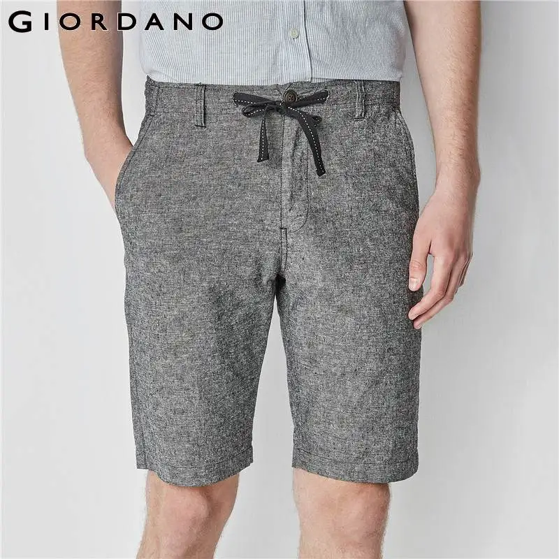 Giordano мужские льняные хлопковые шорты обычные Модные бермуды masculina Pantalones Cortos De Los