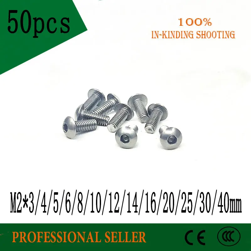 50pcs M2*3/4/5/6/8/10/12/14/16/20/25/30/40mm Stainless Steel 304 Round Head Screws Mushroom Hexagon hex Socket Button Head Screw
50pcs M2*3/4/5/6/8/10/12/14/16/20/25/30/40mm Stainless Steel 304 Round Head Screws Mushroom Hexagon hex Socket Button Head Screw