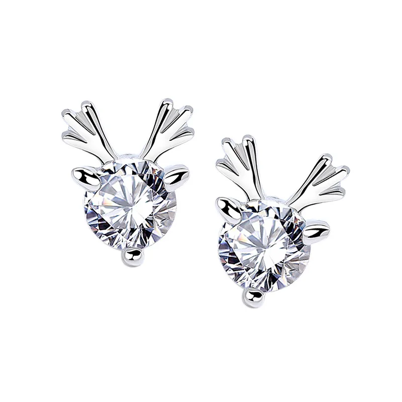 925 sterling silver deer earrings with Cubic Zironia stone Trendy animals earrings for women jewelry silver S925
925 sterling silver deer earrings with Cubic Zironia stone Trendy animals earrings for women jewelry silver S925