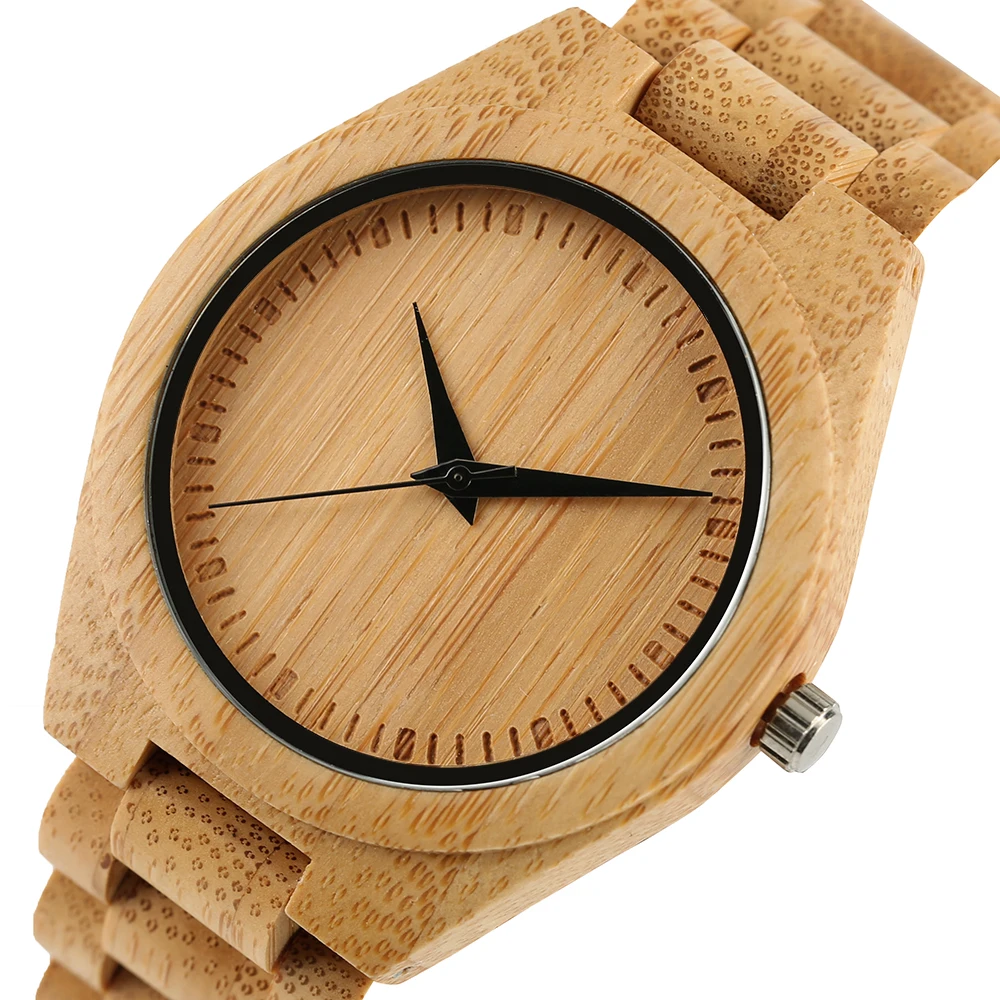 

Novel Mens Wooden Wrist Watch Gift Creative Analog Bamboo Bangle Modern Nature Wood Fold Clasp Quartz Watch Reloj de madera