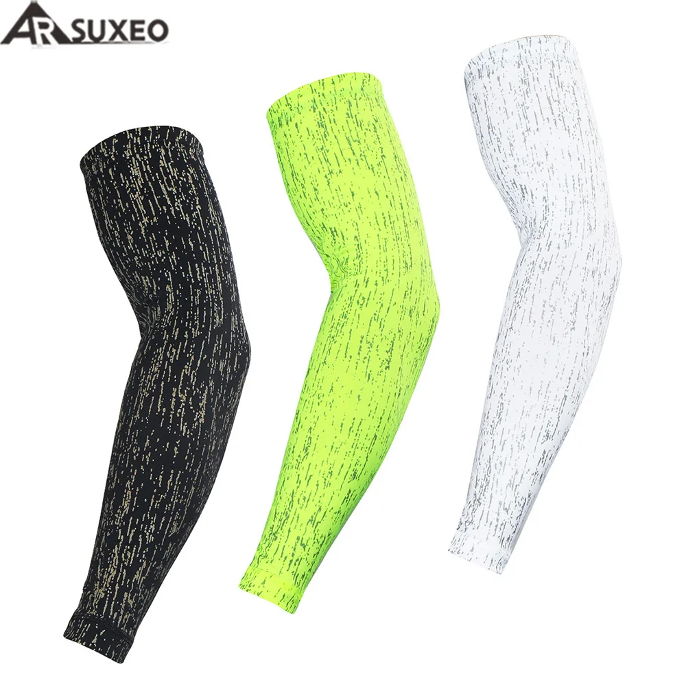 

ARSUXEO NEW Golf Running Arm Sleeves Cycling Sleeves Armwarmer MTB Bike Bicycle Reflective Sleeves Arm warmer UV Protection