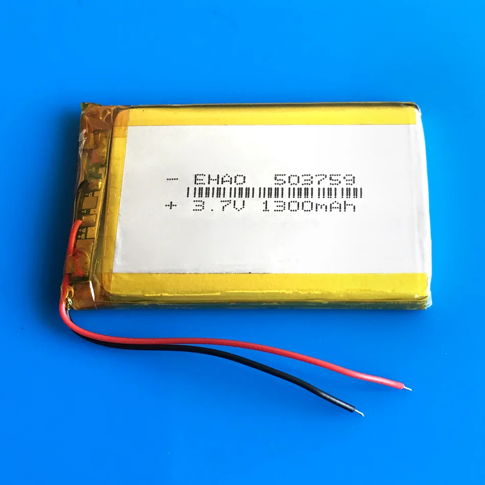 3.7V 1300mAh 503759 polymer lithium li ion rechargeable battery for MP3 MP4 GPS DVD bluetooth recorder e-book camera
3.7V 1300mAh 503759 polymer lithium li ion rechargeable battery for MP3 MP4 GPS DVD bluetooth recorder e-book camera