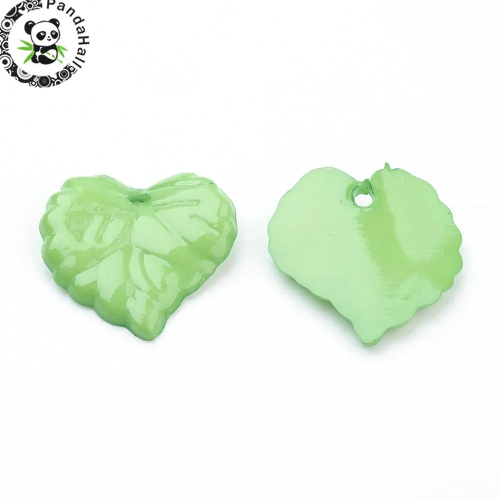 Opaque Acrylic Pendants, Leaf, YellowGreen, Size: about 16mm in diameter, 2mm thick, hole: 1mm, 1560pcs/500g
Opaque Acrylic Pendants, Leaf, YellowGreen, Size: about 16mm in diameter, 2mm thick, hole: 1mm, 1560pcs/500g