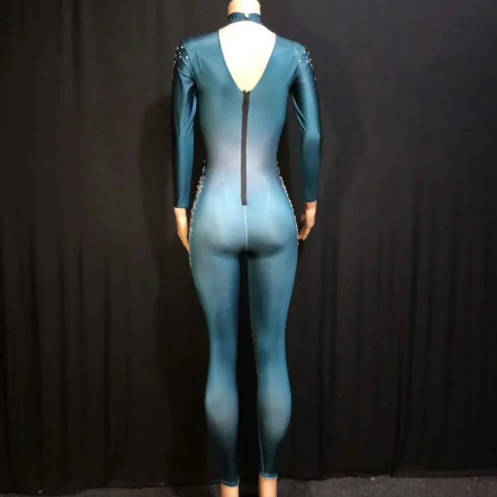 Blue Rhinestone Perspective Long sleeve Jumpsuit Evening Party Wear Bodysuit women Birthday Celebrate Costume Siamese Costume
Blue Rhinestone Perspective Long sleeve Jumpsuit Evening Party Wear Bodysuit women Birthday Celebrate Costume Siamese Costume