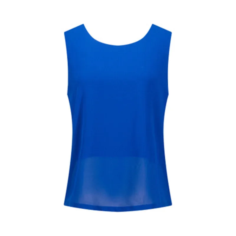 summer Best-selling European and American candy color sexy suspender sweater back ribbon crosss leeveless chiffon vest | Женская одежда