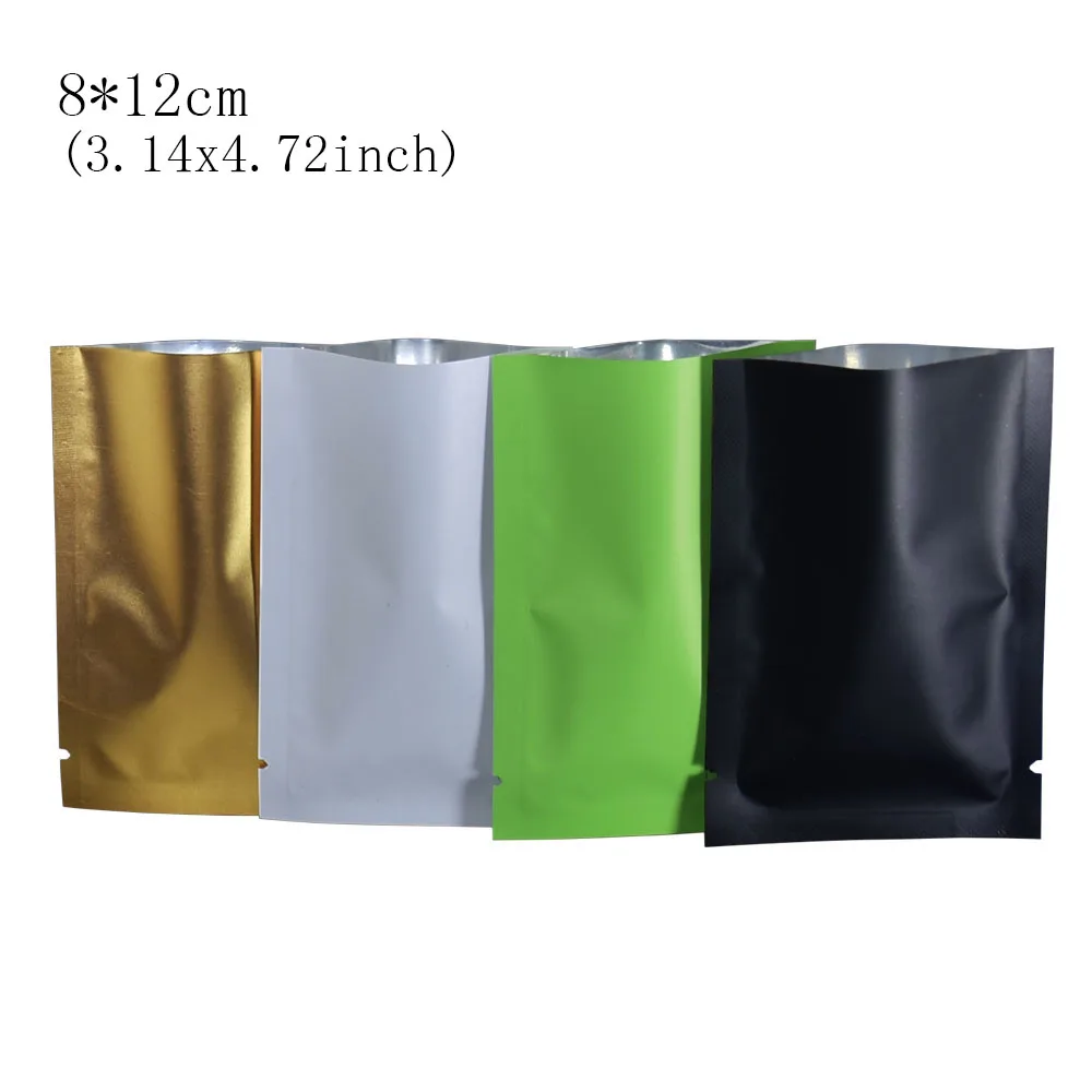 

200pcs/lot Open Top 4 Colored Aluminum Foil Heat Seal Food Vacuum Package Bag For Snack Beans Packaging Flat Mylar Pack Pouches