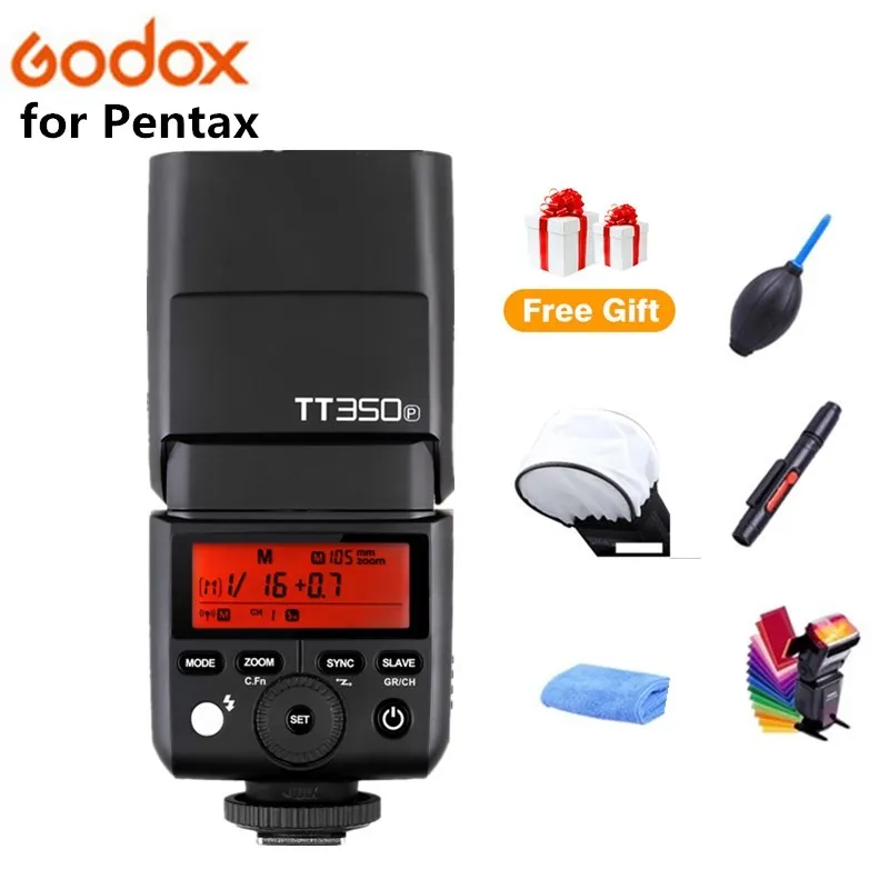 Godox Mini Speedlite TT350 TT350P Master Camera Flash TTL HSS GN36 Channel 16 для Pentax 645Z K 3II 1 KP 50 S2 K70 Camera|Фотовспышки|