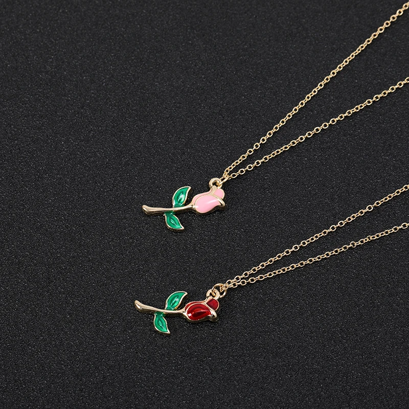 10PCS Cartoon Colorful Crimson or Pink Colors Rose Flower with Green Leaf Pendant Chain Necklaces for Women Graduation Gifts
10PCS Cartoon Colorful Crimson or Pink Colors Rose Flower with Green Leaf Pendant Chain Necklaces for Women Graduation Gifts