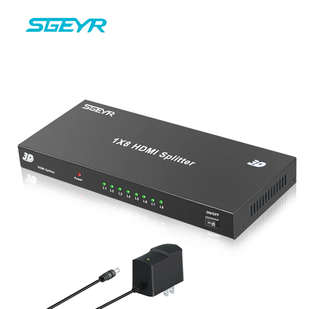 1x8 HDMI разделитель тер 1080P 8 портов разделение видео 1 в выход для Full HD и 3D