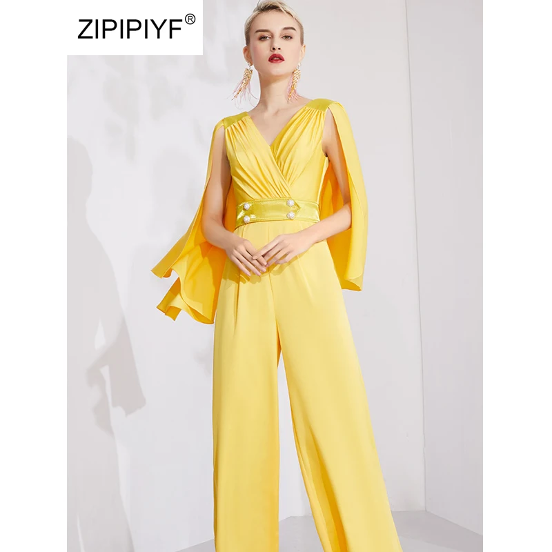 Original Zipipiyf Yellow Jumpsuit ladies V-Neck Ruched Pearl female Cloak Sleeve Rompers women ropa damas 2019 verano AB415
Original Zipipiyf Yellow Jumpsuit ladies V-Neck Ruched Pearl female Cloak Sleeve Rompers women ropa damas 2019 verano AB415