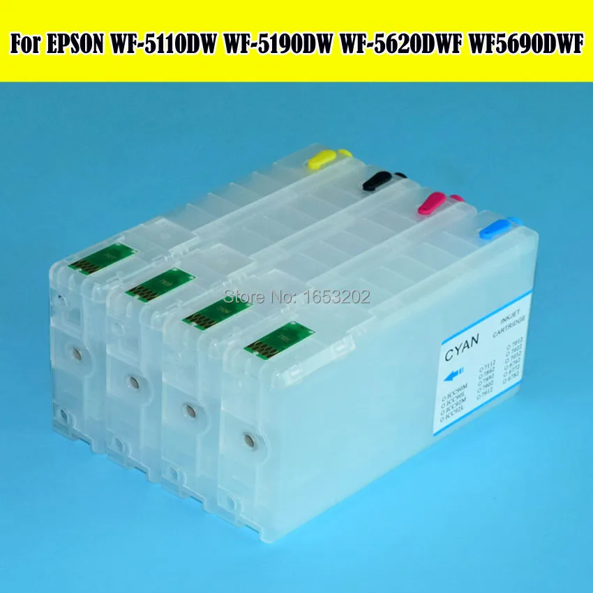 4 шт./лот T7901 T7902 T7903 T7904 Заправляемый чернильный картридж для Epson WF-5110/WF-5620/WF-5690/WF-5190 принтер с чипом ARC
4 шт./лот T7901 T7902 T7903 T7904 Заправляемый чернильный картридж для Epson WF-5110/WF-5620/WF-5690/WF-5190 принтер с чипом ARC