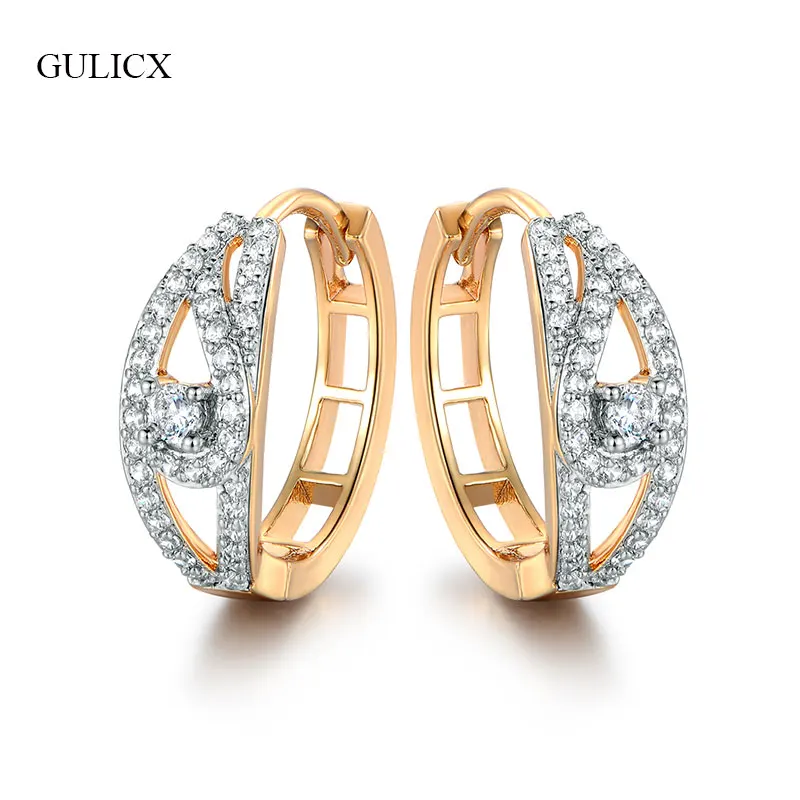 GULICX New Brand Unique Eye Design Hoop Earrings for Women Silver/Gold-color Earring Crystal CZ Zirconia Engagement Jewelry E238 | Украшения