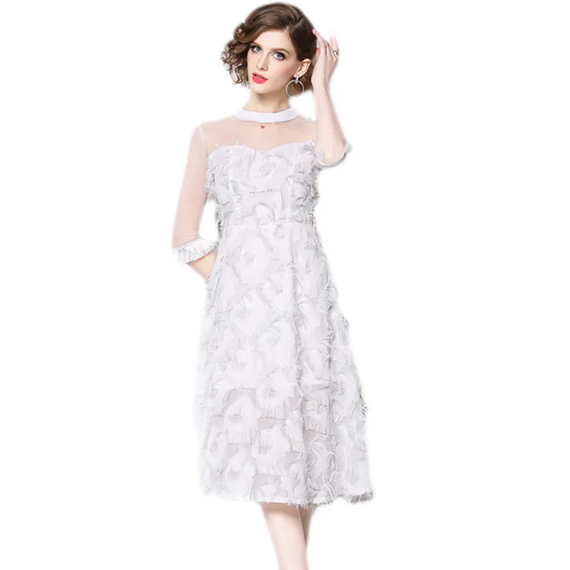 Duoupa spring 2019 new ladies round neck tassel 7 points sleeves feather dress mesh yarn princess dress pettiskirt temperament
Duoupa spring 2019 new ladies round neck tassel 7 points sleeves feather dress mesh yarn princess dress pettiskirt temperament