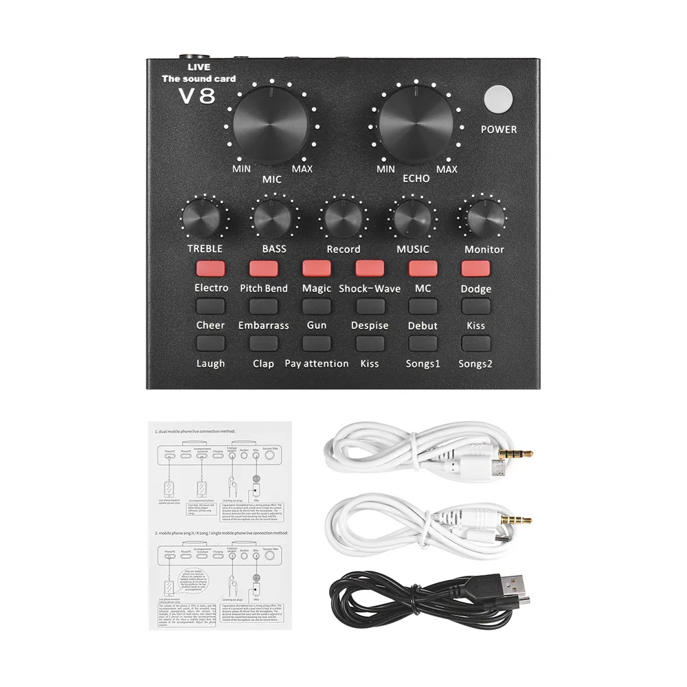 External Audio Mixing Sound Card USB Audio Interface with Multiple Sound Effects Built-in Rechargeable Battery
External Audio Mixing Sound Card USB Audio Interface with Multiple Sound Effects Built-in Rechargeable Battery