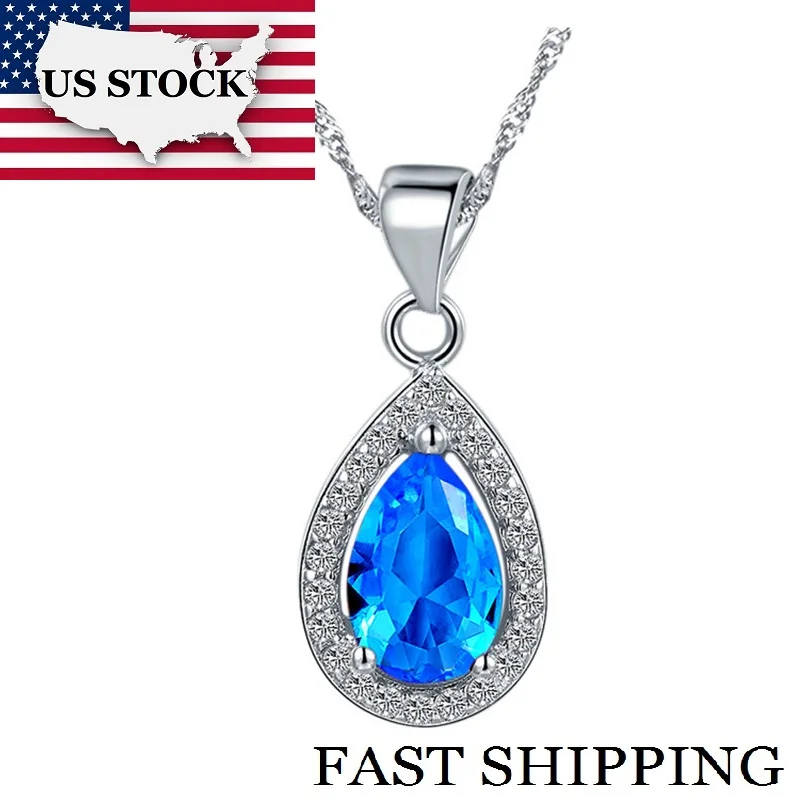 США в наличии Uloveido ожерелье с фиолетовыми стразами модные капли воды ожерелья