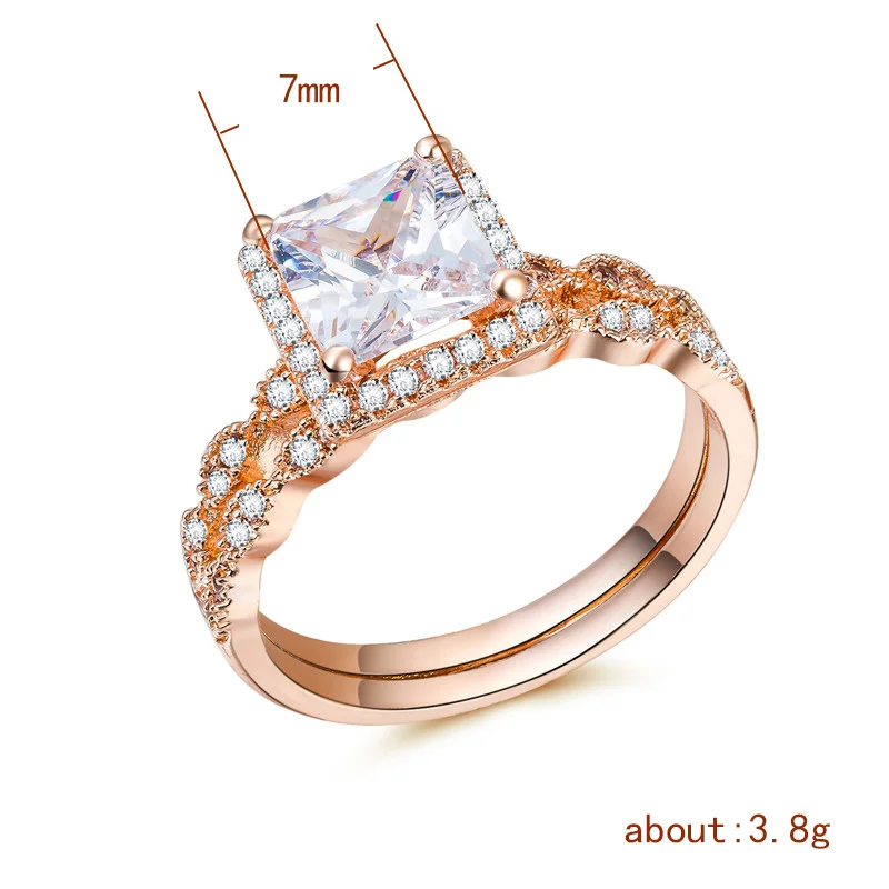 

Huitan Halo Cocktail Party Ring with Square Cutting White CZ Prong Setting Women's Fashion Jewelry Rings wholesale lots bulk