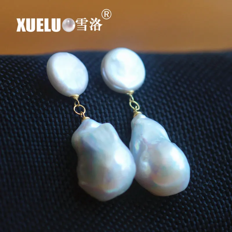 XUELUO 2018 Fashion Real 925 Sterling Silver Real Large Natural Fresh water Double Coin Baroque Pearl Earrings
XUELUO 2018 Fashion Real 925 Sterling Silver Real Large Natural Fresh water Double Coin Baroque Pearl Earrings