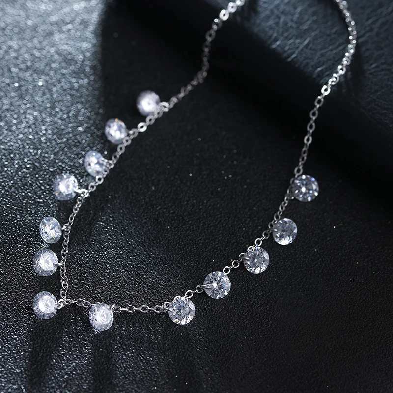Женское ожерелье из серебра 100% пробы с фианитами|chain necklace|fashion necklacenecklace fashion |